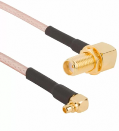 Coaxial Cable, MMCX plug (angled) to SMA jack (angled), 50 Ω, RG-316, grommet black, 229 mm, 245108-01-09.00