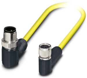 Sensor actuator cable, M12-cable plug, angled to M8-cable socket, angled, 4 pole, 0.5 m, PVC, yellow, 4 A, 1406000