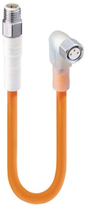 Sensor actuator cable, M8-cable plug, straight to M12-cable socket, angled, 3 pole, 2 m, orange, 934753003
