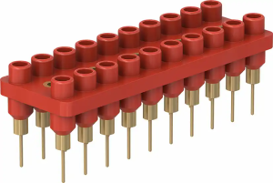 4.5 mm socket header, solder connection, red, 63.9363-22