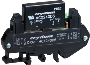 Solid state relay, 280 VAC, zero voltage switching, 3-15 VDC, 5 A, DIN rail, DRA1-MCX240D5