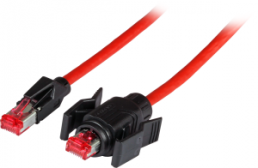 Patch cable, RJ45 plug, straight to RJ45 plug, straight, Cat 6A, S/FTP, PUR, 5 m, red