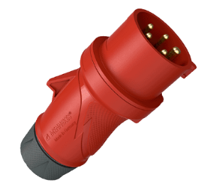 CEE plug, 5-pole, 32 A/400 V, with SafeCONTACT, IP44, red