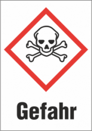 Hazardous goods sign, symbol: GHS06/text: "Gefahr", (W) 37 mm, plastic, 013.30-9-37X26-W1 / 36 ST