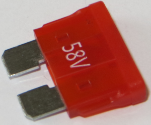 Automotive flat fuse, 10 A, 58 V, red, (L x W x H) 19.1 x 5.1 x 18 mm, 340027-58V