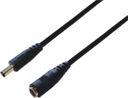 DC extension cable, Plug 2.5 x 5.5 mm, straight, Socket 2.5 x 5.5 mm, straight, black, 075915