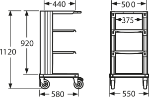 ESD laboratory trolley, (L x W x D) 900 x 550 x 580 mm, 26 kg, 00.711.007.1