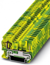 Protective conductor terminal, spring-cage/plug-in connection, 0.08-6.0 mm², 2 pole, 6 kV, yellow/green, 3042722