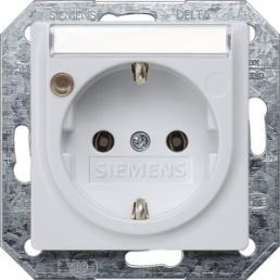 German schuko-style socket outlet with label field, metal, 16 A/250 V, Germany, IP20, 5UB1935