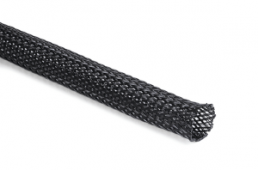 Polyester braided sleeve, inner Ø 25 mm, range 10-30 mm, black, halogen free, -50 to 150 °C