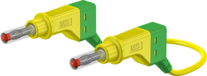 Measuring lead with (4 mm plug, spring-loaded, straight) to (4 mm plug, spring-loaded, straight), 1 m, green/yellow, silicone, 2.5 mm², CAT II