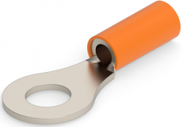 Uninsulated ring cable lug, 2.62-6.64 mm², AWG 12 to 10, 6.73 mm, M6, orange