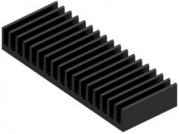 Extruded heatsink, 37.5 x 100 x 15 mm, 3.4 to 1.9 K/W, black anodized