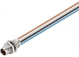 Sensor actuator cable, M8-cable plug, straight to open end, 4 pole, 0.5 m, PUR, 4 A, 1078720000