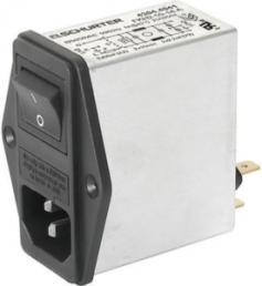 IEC plug C14, 50 to 60 Hz, 3 A, 250 VAC, 1.6 W, 4 mH, faston plug 6.3 mm, 4304.4002