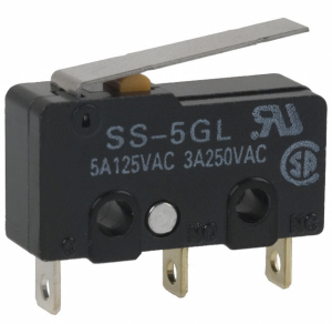 Subminiature snap-action switch, On-On, solder connection, hinge lever, 0.49 N, 5 A/125 VAC, 3 A/250 VAC, IP40