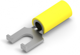 Insulated forked cable lug, 3.0-6.0 mm², AWG 12 to 10, yellow