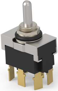 Toggle switch, metal, 2 pole, latching/groping, On-(On), 20 A/250 VAC, 30 VDC, silver-plated, 5-6437630-0