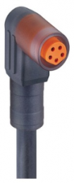 Sensor actuator cable, M8-cable socket, angled to open end, 5 pole, 10 m, PVC, black, 3 A, 934884015