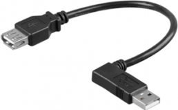 USB 2.0 extension line, USB plug type A to USB socket type A, 0.15 m, black