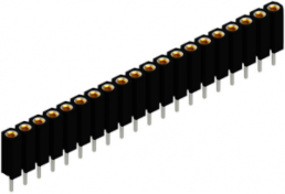 Socket header, 20 pole, pitch 2.54 mm, straight, black, 10026669