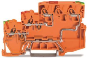 3-wire actuator supply terminal, push-in connection, 0.14-1.5 mm², 2 pole, 28 A, orange, 2000-5357/101-000