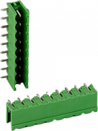 Pin header, 9 pole, pitch 5.08 mm, angled, green, B6602222