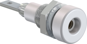 2 mm socket, flat plug connection, mounting Ø 6.4 mm, white, 23.0060-29