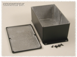 Aluminum die cast enclosure, (L x W x H) 188 x 120 x 82 mm, black (RAL 9005), IP65, 1590WEFBK