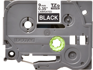 Labelling tape cartridge, 9 mm, tape black, font white, 8 m, TZE-325