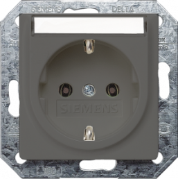 German schuko-style socket outlet with label field, metal, 16 A/250 V, Germany, IP20, 5UB1923