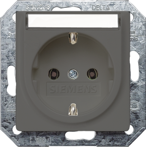 German schuko-style socket outlet with label field, metal, 16 A/250 V, Germany, IP20, 5UB1923