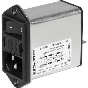 IEC plug C14, 50 to 60 Hz, 1 A, 250 VAC, faston plug 6.3 mm, 3-103-776