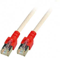 Crossover patch cable, RJ45 plug, straight to RJ45 plug, straight, Cat 5e, SF/UTP, PVC, 15 m, gray