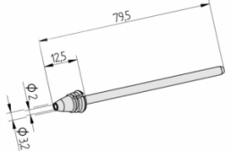 Desoldering tip, conical, (L x W) 79.25 x 3.2 mm, 0742ED2032/SB
