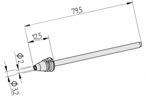 Desoldering tip, conical, (L x W) 79.25 x 3.2 mm, 0742ED2032/SB