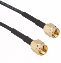 Coaxial Cable, SMA plug (straight) to SMA plug (straight), 50 Ω, RG-174/U, grommet black, 153 mm, 135101-02-06.00