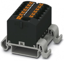 Distribution block, push-in connection, 0.14-4.0 mm², 13 pole, 24 A, 8 kV, black, 3273234