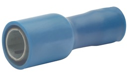 Insulated round plug sleeve, 5 mm, 1.5 to 2.5 mm², AWG 16 to 14, bronze, tin-plated, blue, 930