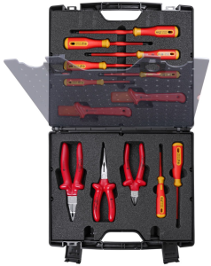 VDE tool case set 13 pcs in black plastic case, 8180-VDE