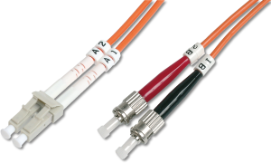FO duplex patch cable, LC to ST, 1 m, OM2, multimode 50/125 µm