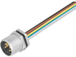 Sensor actuator cable, 7/8"-flange plug, straight to open end, 5 pole, 0.2 m, PUR, 8 A, 1292490000