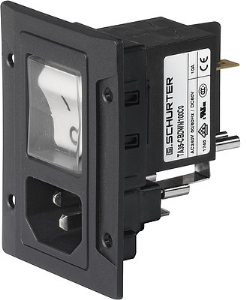 Combination element C14, snap-in, plug-in connector 6.3 x 0.8, black, 3-136-183