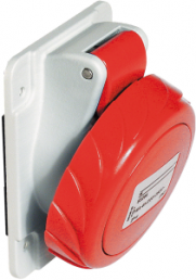 CEE surface-mounted socket, 4 pole, 32 A/380-415 V, red, IP67, PKF32F734