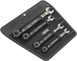 Open-end ratchet wrench kit, 4 pieces with bag, 7/16", 1/2", 9/16", 3/4", 30°, 305 mm, 840 g, Chrome molybdenum steel, 05020092001