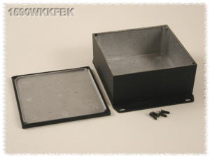 Aluminum die cast enclosure, (L x W x H) 125 x 125 x 57 mm, black (RAL 9005), IP65, 1590WKKFBK