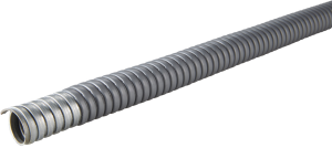 Protective hose with metal braid, inside Ø 10 mm, outside Ø 14 mm, BR 105 mm, steel, galvanized/PVC, gray