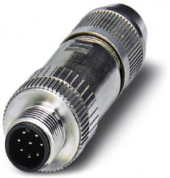 Plug, M12, 8 pole, IDC connection, screw locking, straight, 1543236