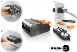 Feed through terminal, push-in connection, 0.5-4.0 mm², 1 pole, 32 A, 6 kV, black, 1288590000