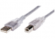 USB 2.0 Adapter cable, USB plug type A to USB plug type B, 5 m, transparent